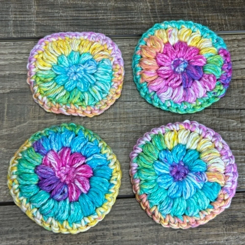 Handcrafted Crochet Scrubbies Face Round Makeup Remover Set‎ Cotton Yarn